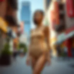 Stylish strapless bodysuit shorts in a chic urban setting