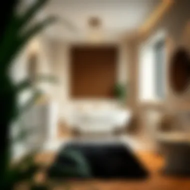 Cohesive Bathroom Design with Small Black Bath Rug Cohesive bathroom design featuring a small black bath rug