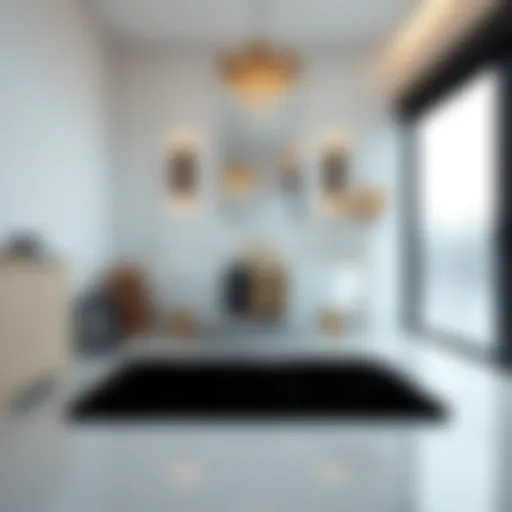 Luxurious small black bath rug enhancing bathroom ambiance