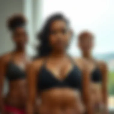 Diverse range of body types styled in wireless halter bras