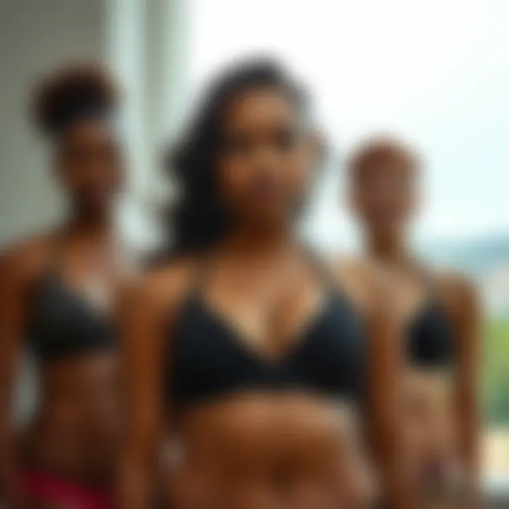 Diverse range of body types styled in wireless halter bras