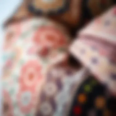 Close-up of unique fabric textures in petite hippie pants