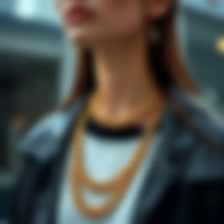 Fashionable styling of Xuping gold chain with contemporary outfit