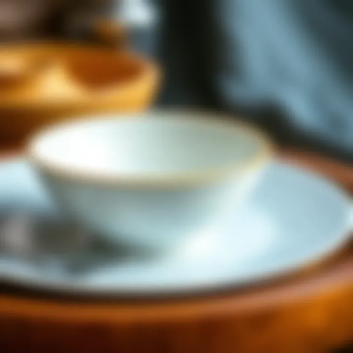 Close-up view of innovative materials used in lightweight dinnerware