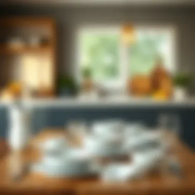 Trendy table setting featuring unbreakable dinnerware in a modern kitchen