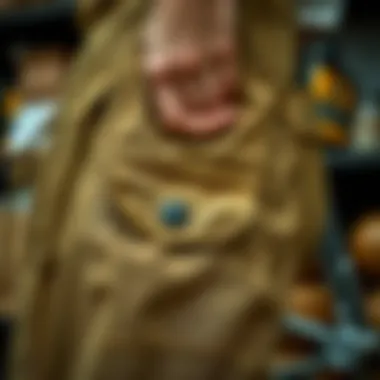 Close-up of cargo pocket detailing on overalls