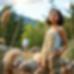 Stylish overall with cargo pockets in a natural setting