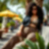 Stylish plus size cheetah pants showcased in a vibrant outdoor setting