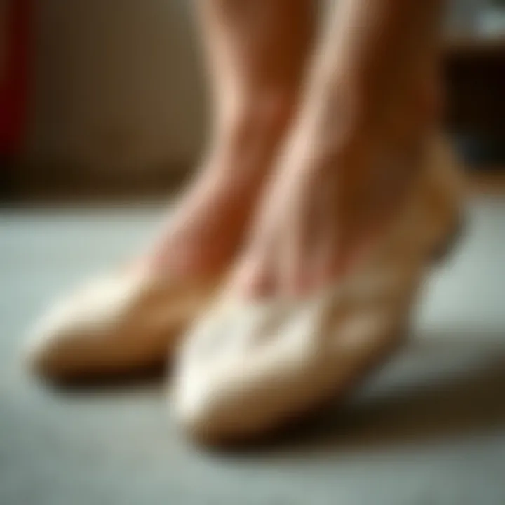 Close-up of the soft material used in wide width ballet flats