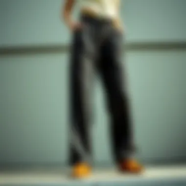 Practical care instructions for maintaining wide leg pants presented artistically