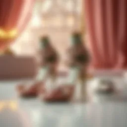 Elegant display of pink ballroom dance shoes showcasing unique designs