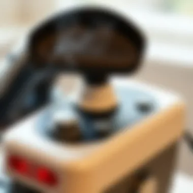 A close-up of steam press features, focusing on adjustable settings and steam output.