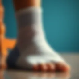 A close-up view of footless support socks showcasing their unique design and texture.