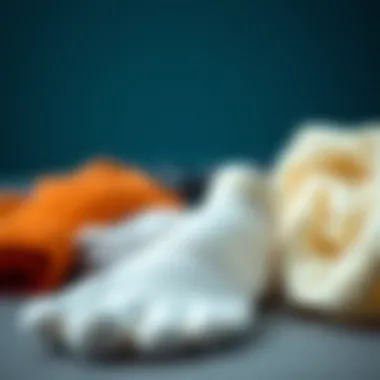 Materials in Footless Support Socks An illustration depicting various materials used in the making of footless support socks.