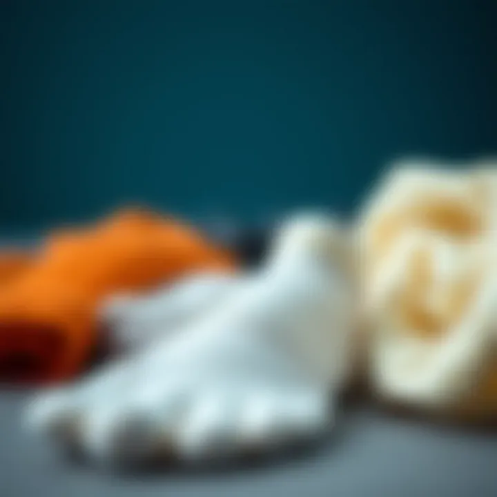 Materials in Footless Support Socks An illustration depicting various materials used in the making of footless support socks.