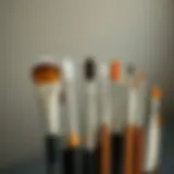 A collection of essential French nail brushes neatly arranged.