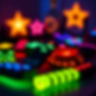 A collection of vibrant glow-in-the-dark remote covers showcasing various designs.