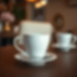 Elegant heart-shaped coffee mug on a wooden table
