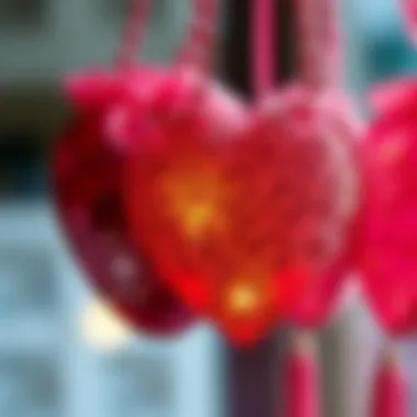 Close-up of intricate designs on organza bags