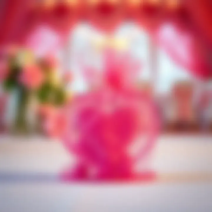 Heart shaped organza bags used in a wedding setting