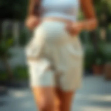 Comfortable high-waisted postpartum shorts made from breathable fabric