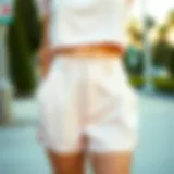 Elegant high-waisted postpartum shorts in a soft pastel color