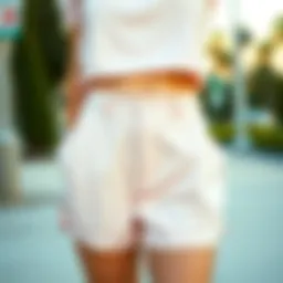 Elegant high-waisted postpartum shorts in a soft pastel color