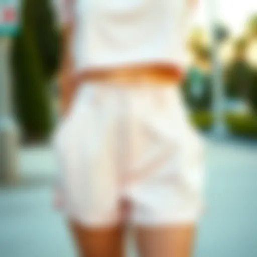 Elegant high-waisted postpartum shorts in a soft pastel color