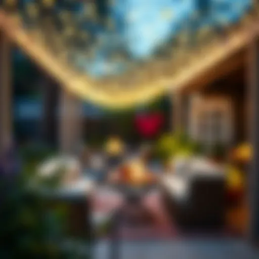 Outdoor Ambiance with Star String Lights Elegant outdoor setting illuminated by star string lights