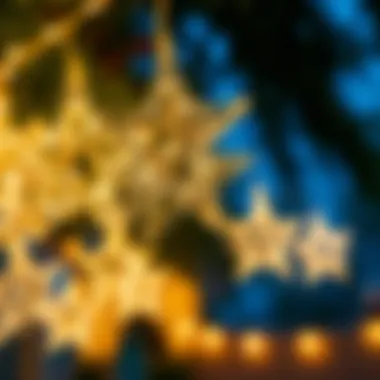 Close-up of star string lights showcasing their intricate details