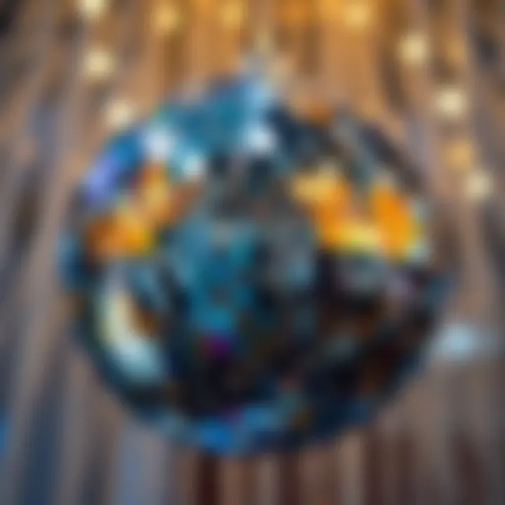 A close-up of the intricate design of a mirror disco ball