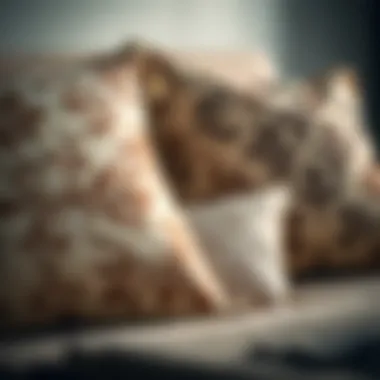 Close-up of personalized couple pillows showcasing intricate designs
