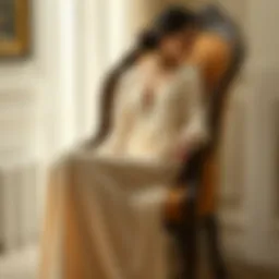 Elegant line nightgown in soft fabric draped over a vintage chair