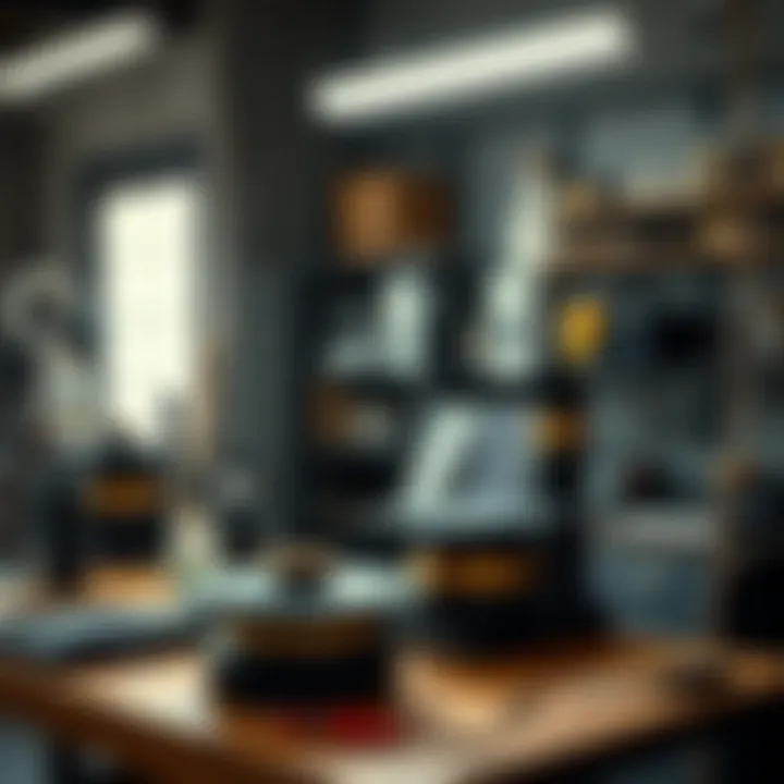 A well-organized workspace demonstrating maintenance tips for steam presses.