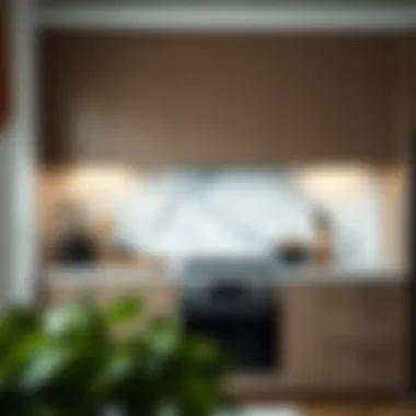 Installation of marble wallpaper in a stylish kitchen