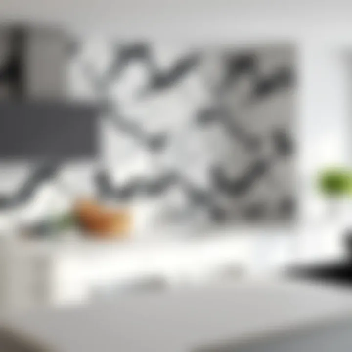 Modern kitchen featuring diverse marble wallpaper patterns