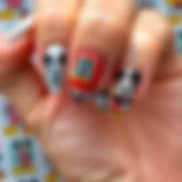 A vibrant display of various Mickey nail sticker designs showcasing creativity
