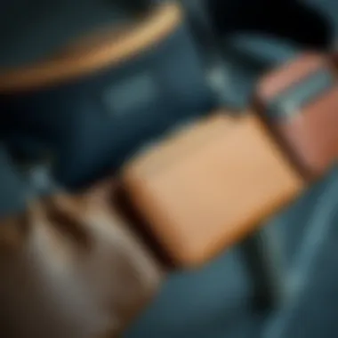 Material textures of different belt bags