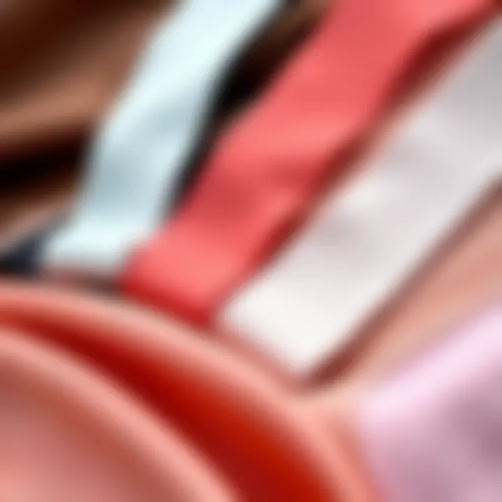 Fabric samples used in no slip bra straps demonstrating quality