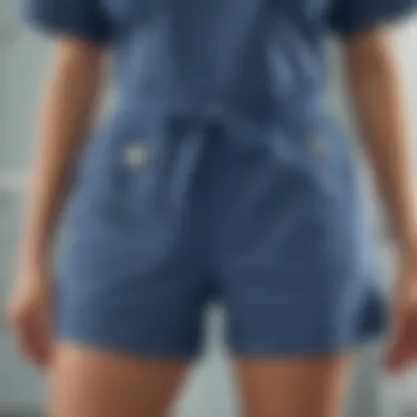 Diverse styles of nurse scrub shorts in a clinical setting