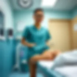 Comfortable nursing scrub shorts in a clinical setting