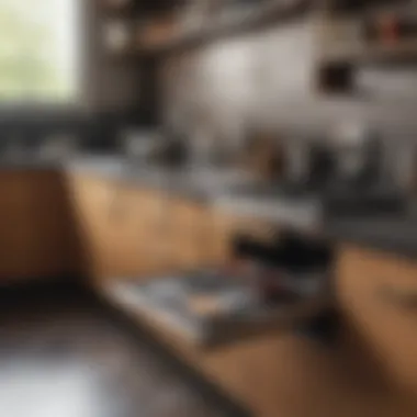 Organized kitchen cabinet with non-slip mats