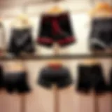 Stylish padded butt shorts on a display