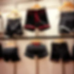 Stylish padded butt shorts on a display