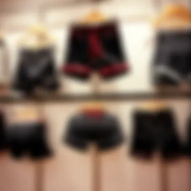 Stylish padded butt shorts on a display