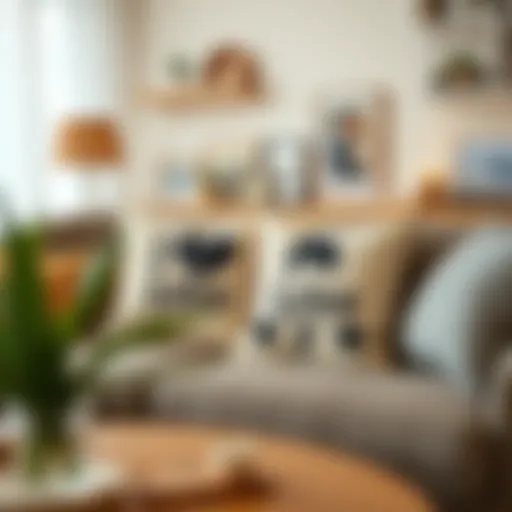 Cozy living room featuring personalized couple pillows