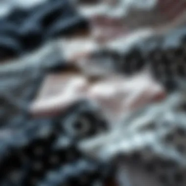 An arrangement of different styles of underwear with unique patterns