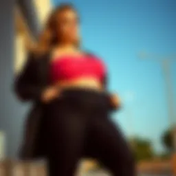 Stylish plus size spandex pants showcased on a model