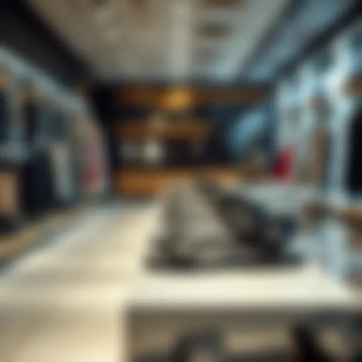 Fashion-forward black flat sandals showcased in a boutique.