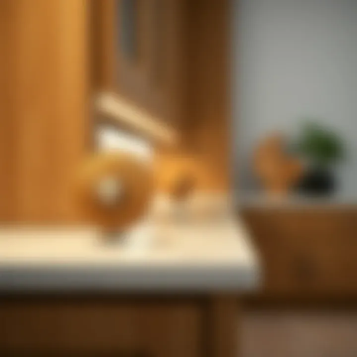 Rattan knobs enhancing a beautifully designed cabinet